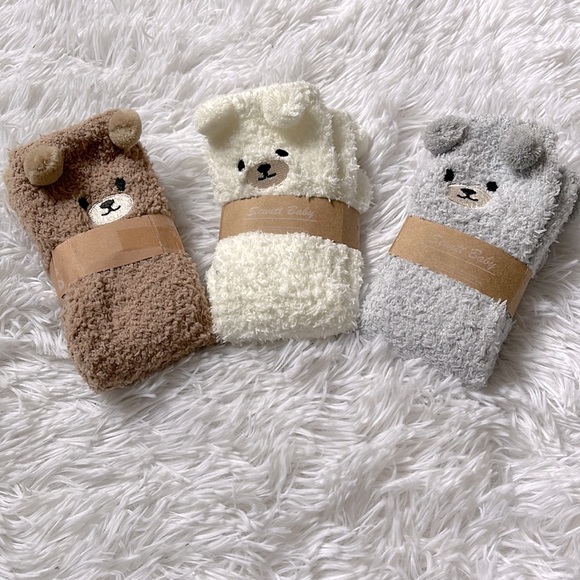 Other - (3) Plush bear fuzzy cozy socks
